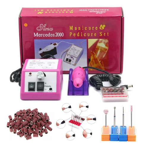 Torno Electrico Para Uso Profesional Con Kit De Fresas Y Limas O Lijas Uñas Esculpidas Manicuria Pedicuria Nuevo Lina