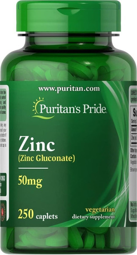 Zinc 50mg Gluconato Puritans Pride 250 Servicios