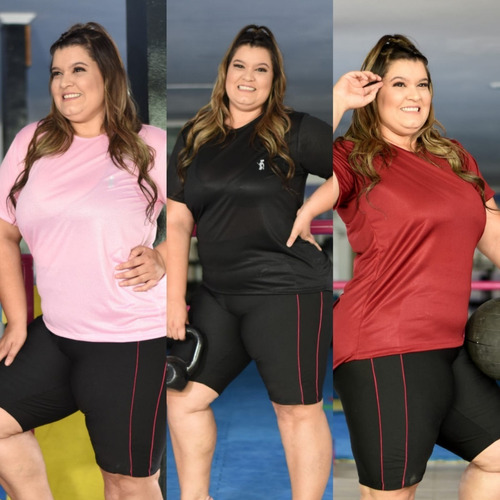 Kit 3 Camiseta Feminina Dry Fit  Plus Size Fitness Academia