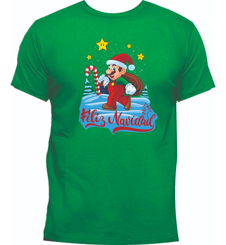 Camisetas Navidad Mario Bross Navideño Feliz Navidad M2