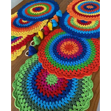 Individuales/posaplatos Tejidos A Crochet Con Servilleteros 