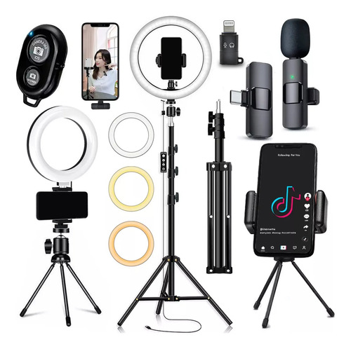 Kit Youtuber 2 Ringlinght Iluminador Lapela Bluetooth Selfie