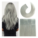 Extensiones De Cabello Humano Real Gris Plata 18in 40gr