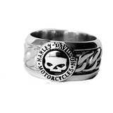 Anillo Harley Davinson Calavera En Oro Blanco 18k