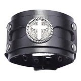 Pulsera Brazalete Cruz Cuero Piel Hombre Mujer Regalo Pareja