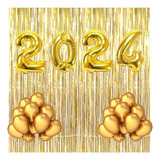 Kit 2 Cortinas Metalizado + Balão Ano Novo 2024 + 25 Bexigas