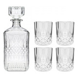 Set Whisky 5 Piezas Decanter 4 Vasos Caja Regalo Pettish