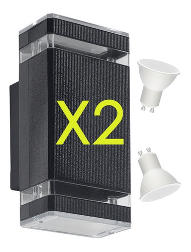 Kit X2 Aplique Bidireccional Aluminio Exterior C/ Leds - Mca