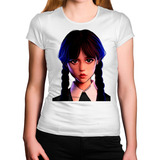 Camiseta Feminina Wandinha  Serie  Netflix  Rosto  Seria  Es