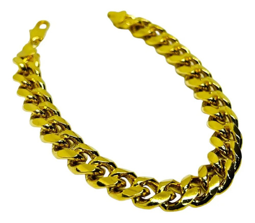 Pulso O Esclava Tejido Barbado Cubano Grueso Chapa Oro 14k