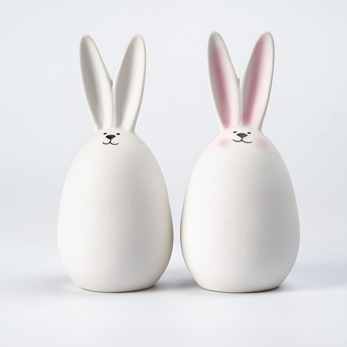 Conejos Blancos De Ceramica, Conejito De Pascua, Conejo, Dec
