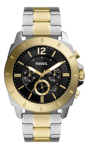 Reloj Fossil Privateer Bq2815 Dos Tonos Dorado Y Plateado