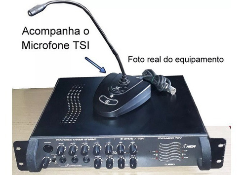 Mixer Amplificado + Microfone P/ Som Ambiente Pwm 300 70v