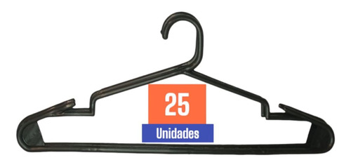 Perchas Plasticas Reforzadas Negra Adulto Pack X 25 Unidades