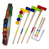 Juego Croquet  Cricket Madera Pintada Palos Arcos Estacas 