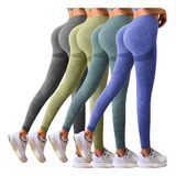 Kit 4 Calça Legging Levanta Bumbum Sem Costura Cintura Alta