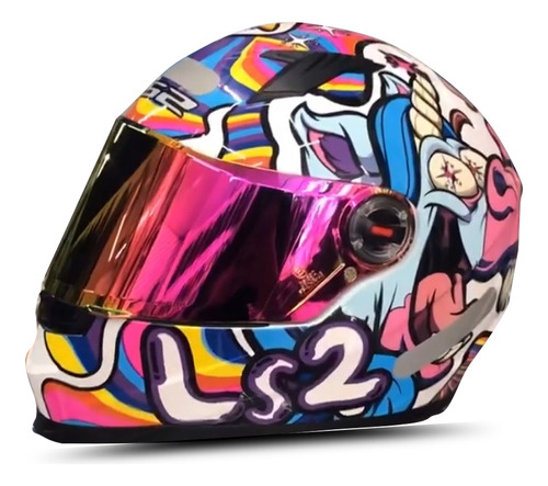 Capacete Ls2 Ff358 Tribal Fucsia Feminino Menina Mulher Rosa