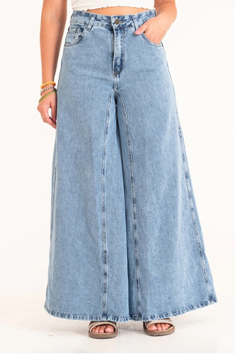 Jean Palazzo Oversize Pantalon Rígido Wide Leg Tendencia 