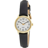 Reloj Mujer Timex Correa De Piel Con Luz 25 Mm T204339j Color De La Correa Negro Color Del Bisel Dorado Color Del Fondo Blanco