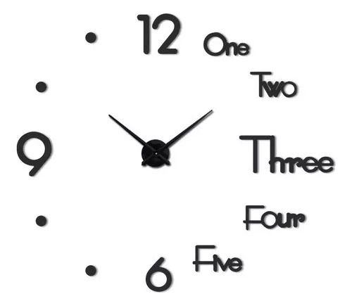 Relógio De Parede 3d Decoração Casa Números Pontos Letras 