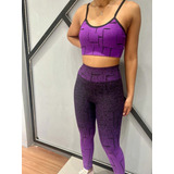 Conjunto De Legging Degradê Poliamida Jacquard Fitness