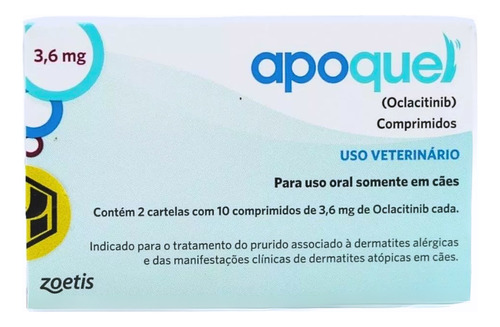 Apoquel Dermatológico Anti Coceira Cães 3,6 Mg