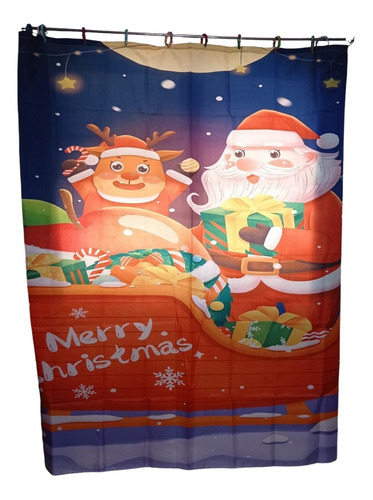 Cortina Baño Tela Impermeable, Bellos Diseños  Navidad