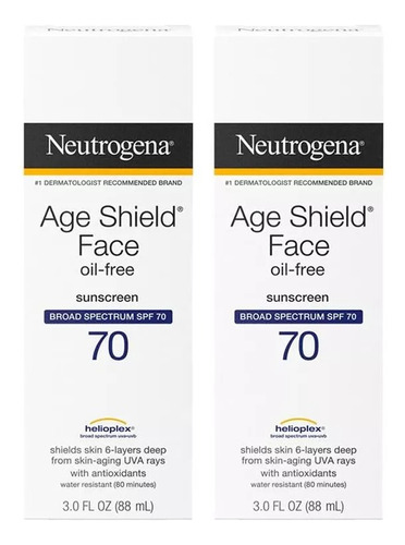 2 Pack Neutrogena Bloqueador Solar Age Shield Face Fps 70 