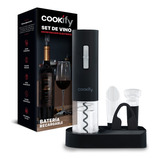 Sacacorchos Eléctrico Recargable Usb Cookify Con Base: 4 En 1 Para Vino, Incluye Cortador, Vertedor/aireador Y Tapón. Perfecto Para Amantes Del Vino, Regalo Ideal, Uso Fácil Y Cómodo 