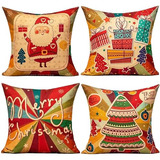 Fundas De Almohada De Navidad Coloridas Y Vintage Motiv...