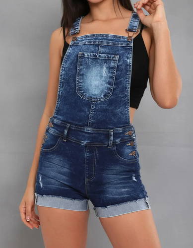 Jumper Overol Short Mezclilla Con Strech Dama - Pineda Jeans