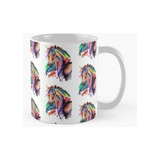 Taza Pintura Colorida Del Caballo En Acuarela Calidad Premiu