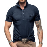 Camisa De Verano Para Hombre Polo De Manga Corta Con Cuello