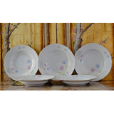 Juego 6 Platos Hondos Porcelana Verbano Fifty Flowers C1980