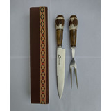 Set De Cuchillo Y Tenedor De Asado Inox Artesanal 