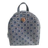 Mochila Tommy Hilfiger Color Azul Con Blanco Estampado