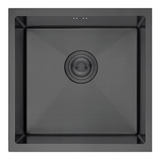 Pileta Cocina Bacha Negra Acero 304 Hausar 45x45 Black Nano