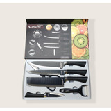 Set 6 Pzas Cuchillos Tijeras Pelador Cocina Anti Adherentes