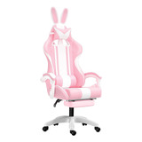 Cadeira De Pc Gamer Rosa Violeta Com Orelhinha De Coelho Material Do Estofamento Algodão