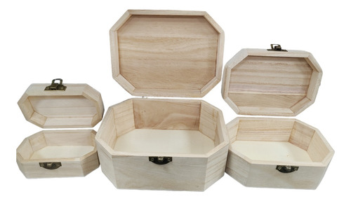 Set De 3 Piezas Organizadores En Madera Baul O Cofre