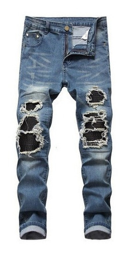 Para Chupines Jeans Con Roto Jeans Hombre Efecto Desgast [u]