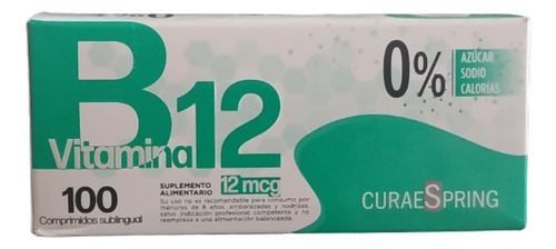 Vitamina B12 Metilcobalamina 12mcg 100 Comprimido Sublingua 