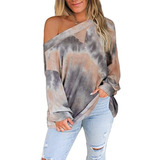 Mujer Tops Polera Hombros Descubiertos Jersey Tie-dye Estamp