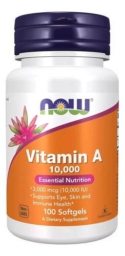 Vitamina A Now 10000 Ui - 100 Cápsulas Blandas