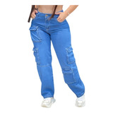 Jeans Mom Cargo Colombiano Pantalon Mujer Tiro Alto