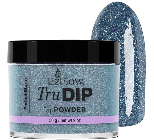 Polvo Trudip Inmersión Para Esmalte Sin Cabina Ezflow 56 Gr Color Perfect Storm (azul Turquesa Con Glitter)