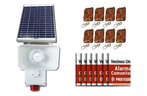 Alarma Comunitaria  30w Solar + 8 Controles + 7 Carteles