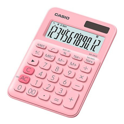 Calculadora Mesa 12 Dígitos Cálculo De Hora Big Display Rosa