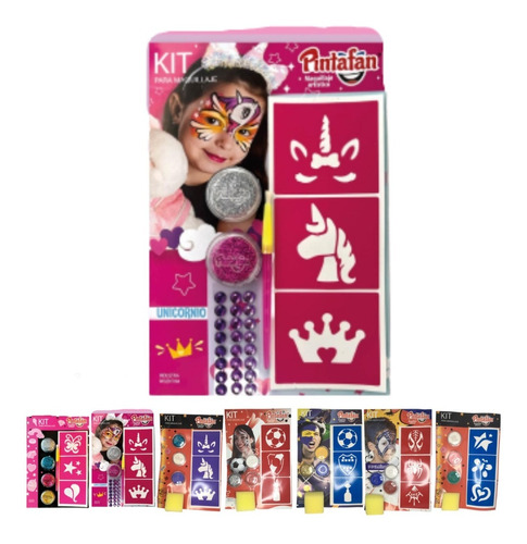 Kit Maquillaje Artístico Infantil Glitter Set Pincel Esponja