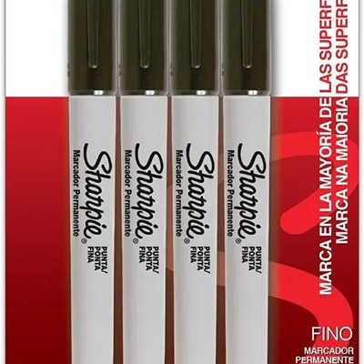 Marcador Plumon Permanente Sharpie Punto Fino 4 Piezas Color Negro | Meses sin interés